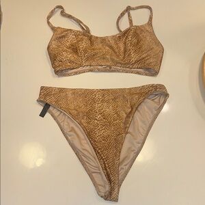 Brown Snake Print Bikini Set
